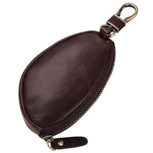 Men's Classic Cowhide Car Key Zipper Wallet