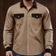 Bequemes Khaki-Colorblock-Langarmhemd für Herren