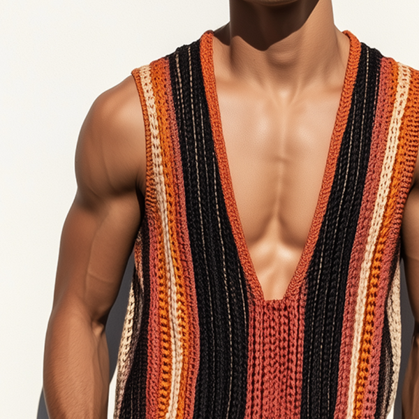 Men's Retro Casual Knit Striped Tank Top