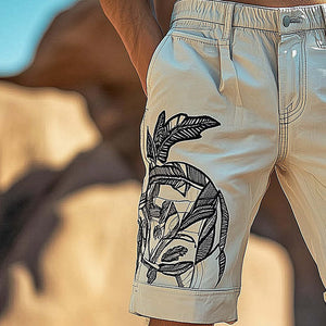 Men's Embroidered Blended Casual Shorts