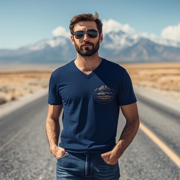 Men's Casual V-Neck Yellowstone Park Series Printed Cotton Short Sleeve T-Shirt