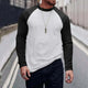 Men's Retro Casual Colorblock Round Neck Long Sleeve T-Shirt