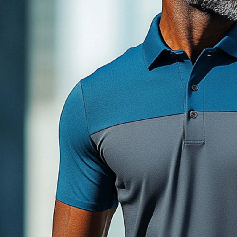 Atmungsaktives, schnell trocknendes Sport-Poloshirt mit Patchwork-Muster für Herren