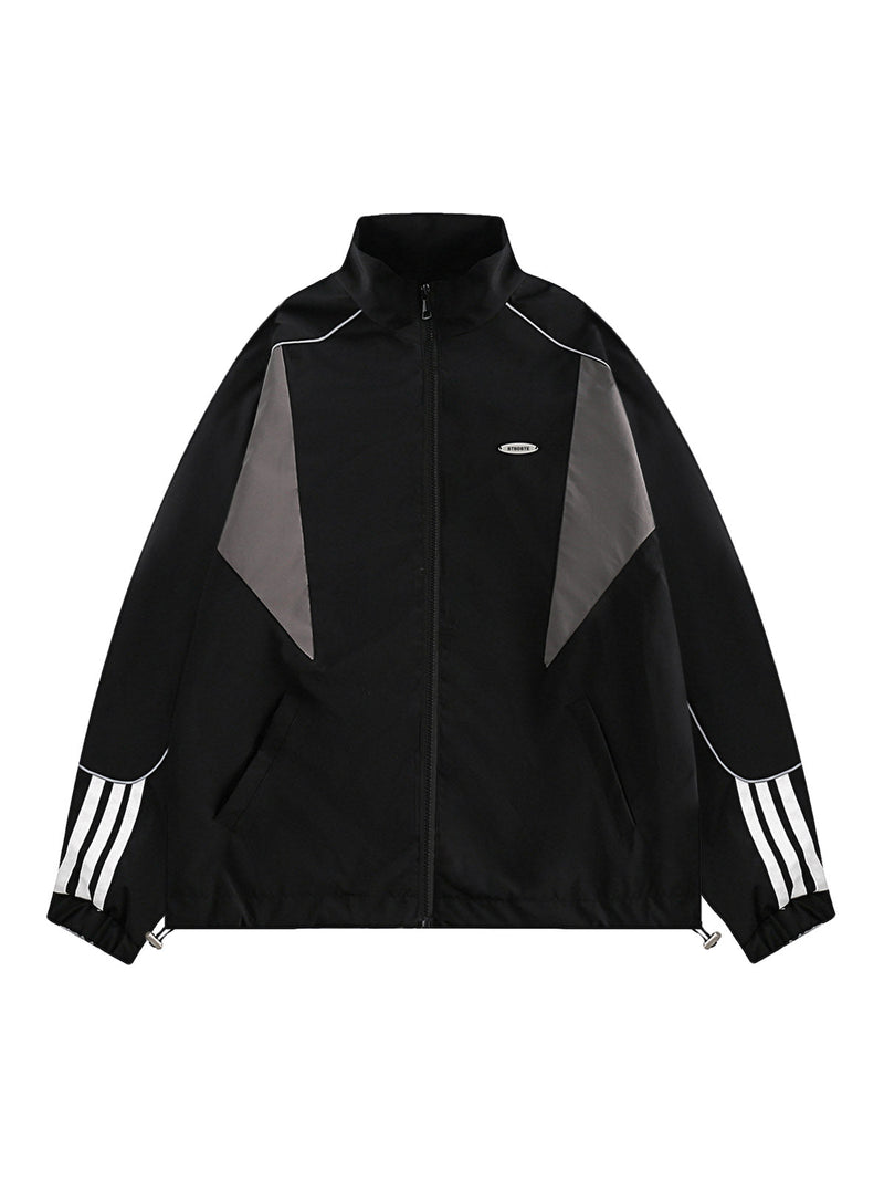 Contrast color patchwork Track Jacket