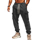 Einfarbige Sporthose aus Plüsch mit elastischer Taille und mehreren Taschen für Herren