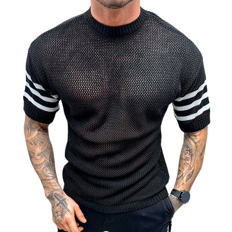 Lässiges Herren-T-Shirt mit Rundhalsausschnitt und gestrickter Rückseite
