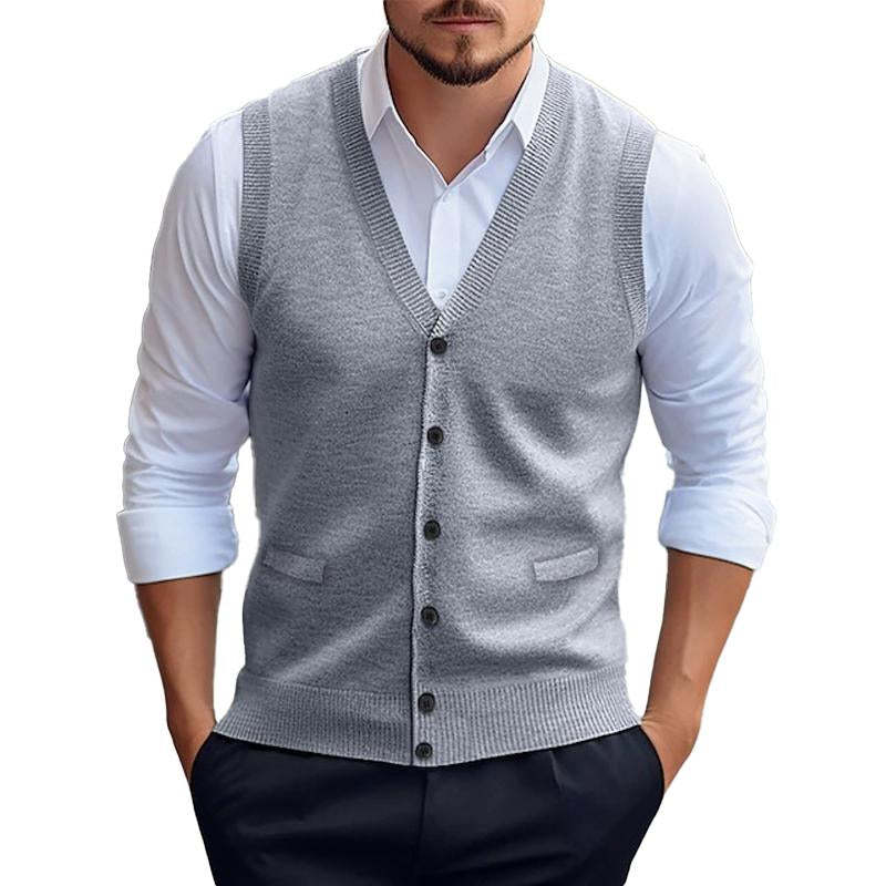 Lässige, einfarbige Strickjacke für Herren