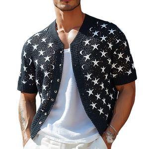 Men's Star Jacquard Short Sleeve Knit Shirt