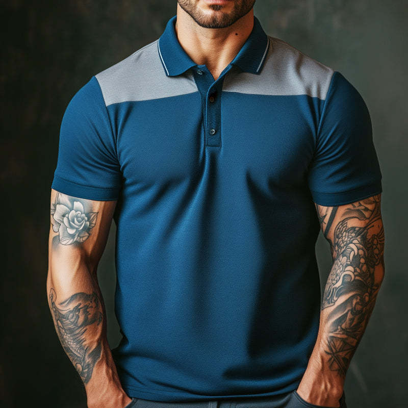 Atmungsaktives Retro-Kurzarm-Poloshirt für Herren