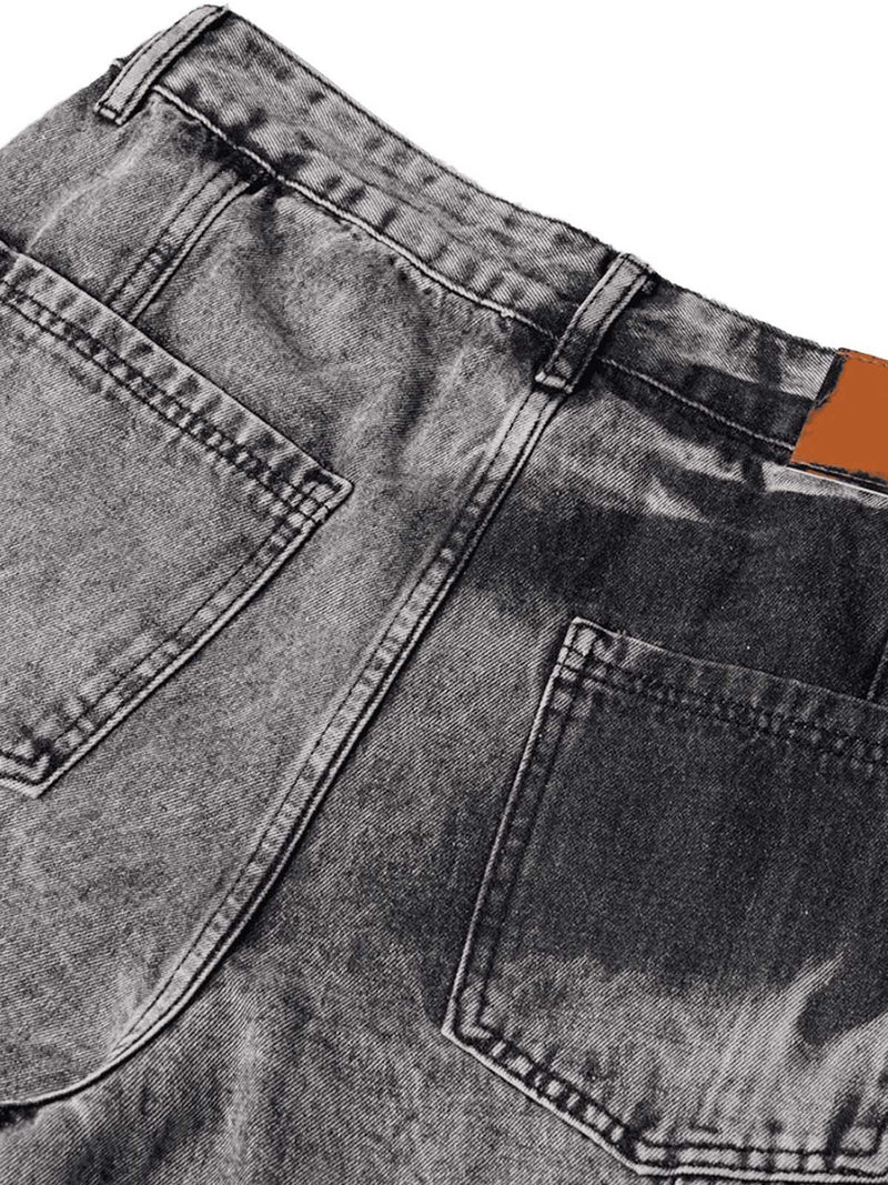 High Street Washed Distressed Work Jeans