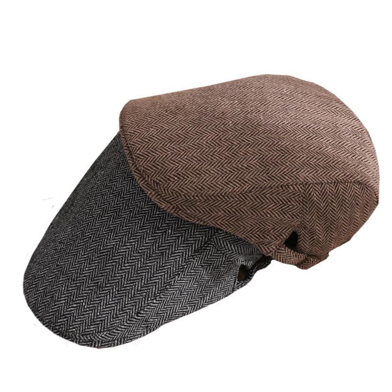 Herren-Baskenmütze im Vintage-Stil mit Fischgrätenmuster