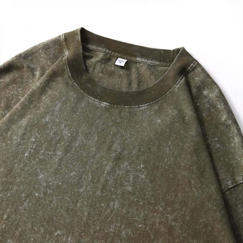 Men's Cotton Washed Distressed Long-sleeved T-shirt