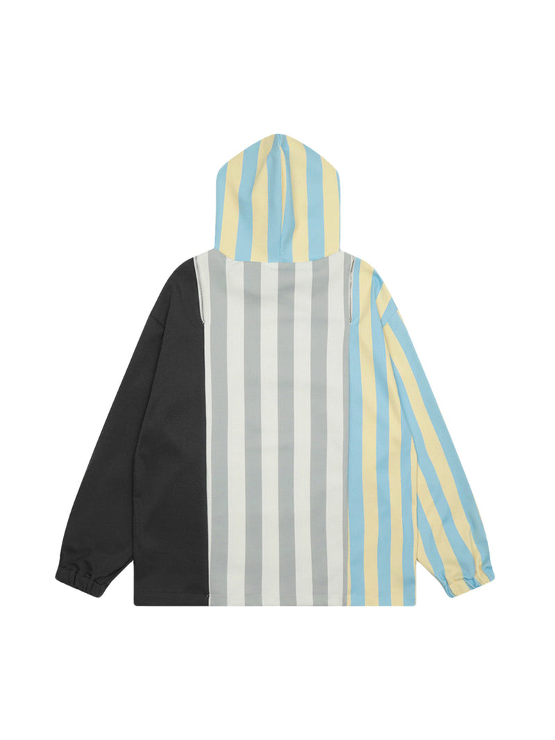 Vertical Striped Drop Shoulder Pullover Hoodie