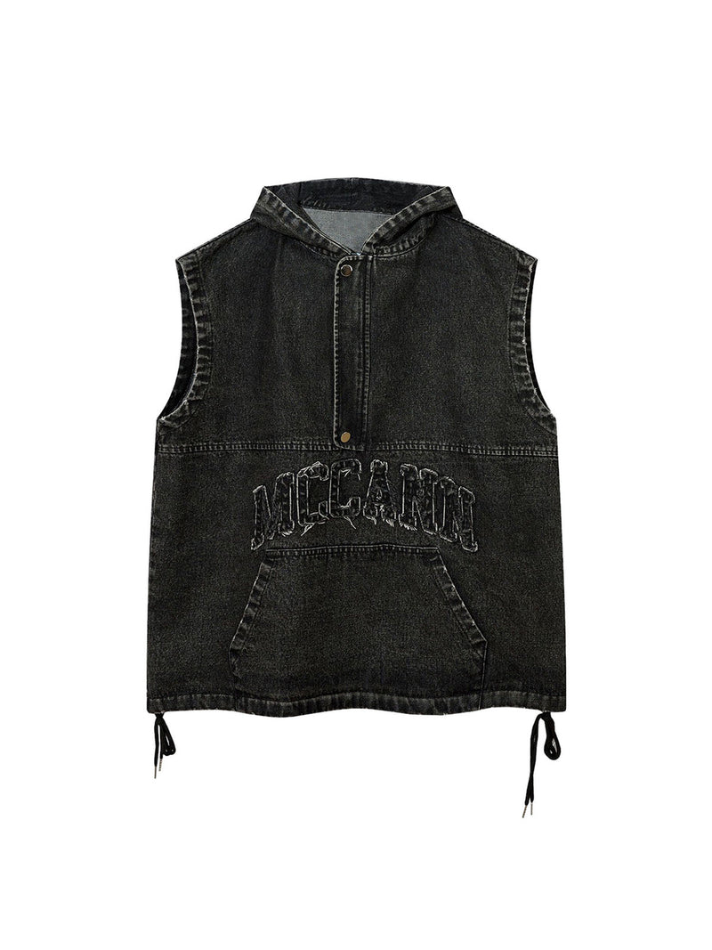 Washed Distressed Denim Vest