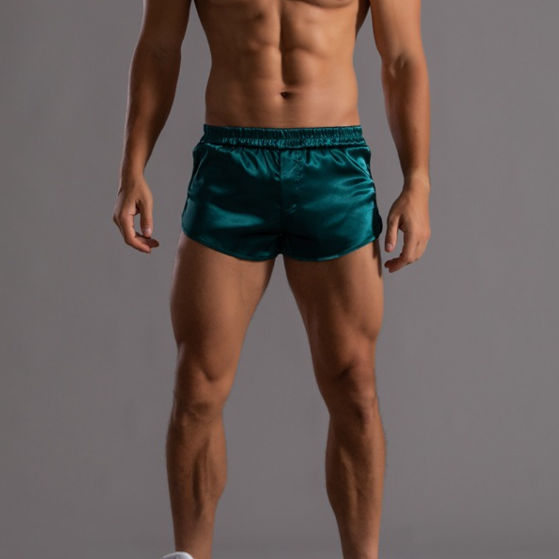 Bequeme Lounge-Shorts aus Satin für Herren mit elastischem Bund