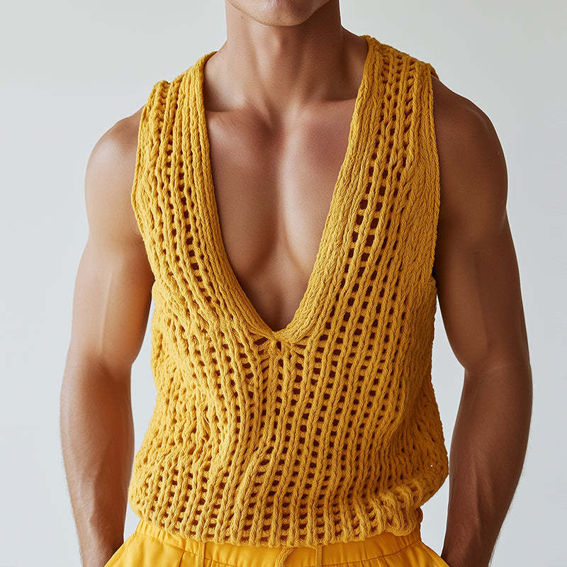 Men's Vintage Casual Solid Knit Tank Top