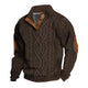 Men's Vintage Stand Collar Pullover Twisted Textured Knitted Sweater