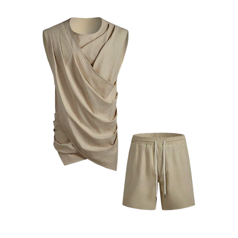 Lässiges Herren-Set aus Baumwollweste, Top und Shorts, zweiteilig