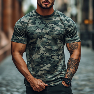 Men's Casual Outdoor Camouflage Cotton Round Neck Short Sleeve T-Shirt