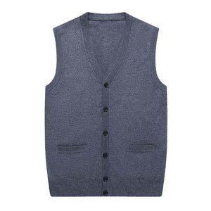 Men's Casual Solid Color Knitted Cardigan Vest