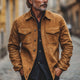 Herren Vintage Khaki Wildleder Langarmhemd