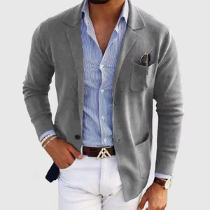 Men's Casual Notch Lapel Single-breasted Slim-fit Knitted Blazer