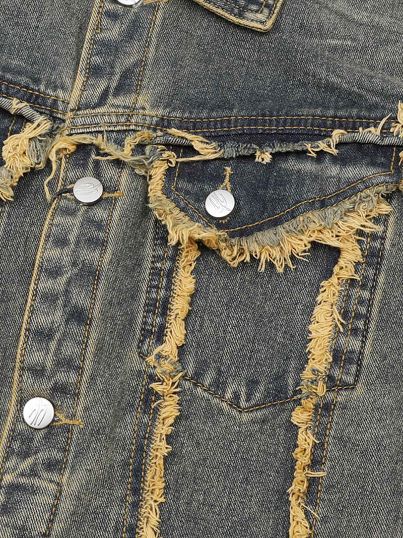 Distressed Washed Denim Jacket