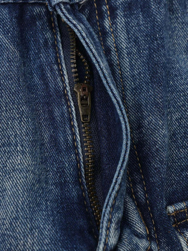 Multi-Pocket Washed Jeans