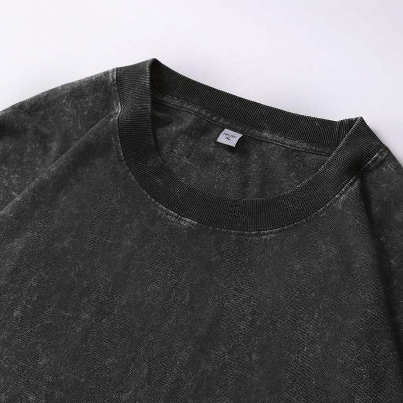 Men's Cotton Washed Distressed Long-sleeved T-shirt