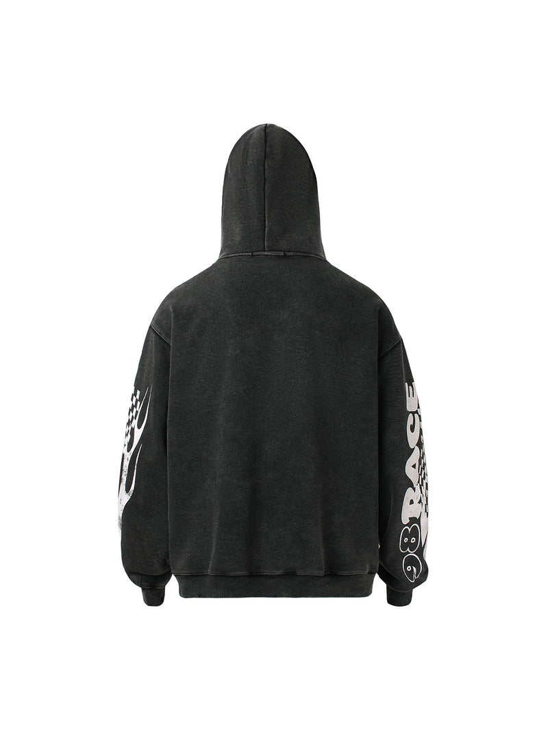 Washed Racing Zip Up Hoodie