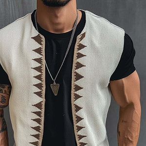 Men's Vintage Embroidered V-Neck Vest