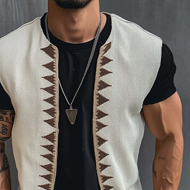 Herren-Weste mit V-Ausschnitt und Stickerei im Vintage-Stil