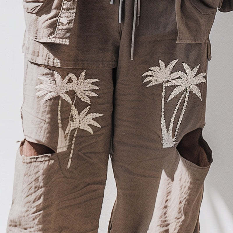 Bestickte, zerrissene Freizeithose für Herren 
