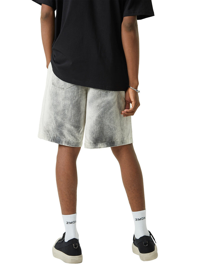 Spray-painted Woodcut Hip-Hop Shorts