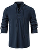 Men's Linen Patchwork Long Sleeve Shirt