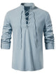 Men's Linen Patchwork Long Sleeve Shirt