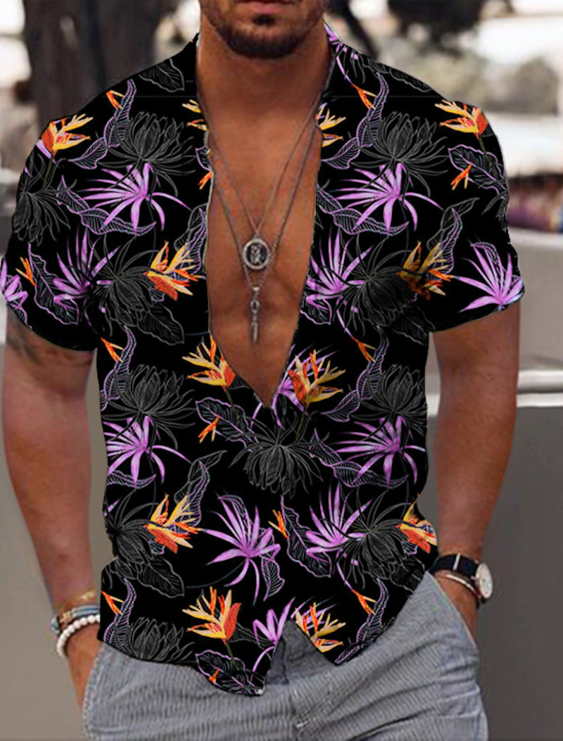 Men's Hawaiian Aloha Leaves Design Shirt