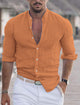 Men's Linen Solid Color Long Sleeve Shirt