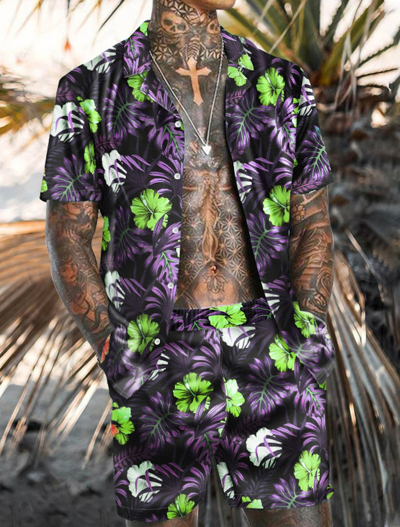 Men's 3D Print Hawaiian Aloha Design Turndown 2 Piece Clothing