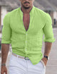 Men's Linen Solid Color Long Sleeve Shirt