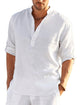 Men's Linen Quick Dry Button-Down Solid Color Henley Shirt