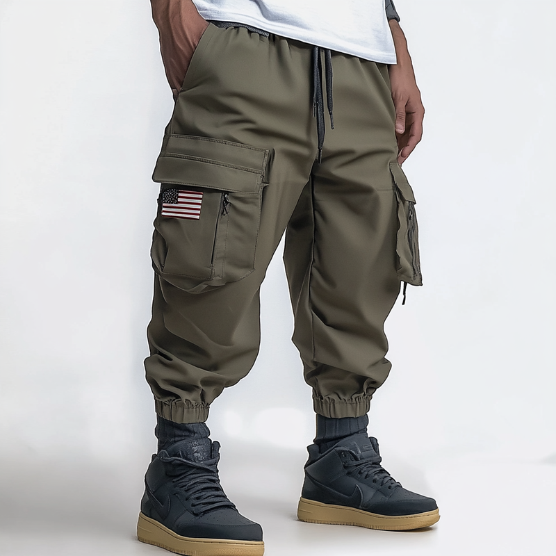 USA FLAG OUTDOOR WEARABLE QUICK DRY MULTI-POCKET CARGO PANTS