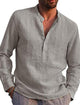 Men's Linen Solid Color V Neck Shirt