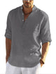 Men's Linen Quick Dry Button-Down Solid Color Henley Shirt