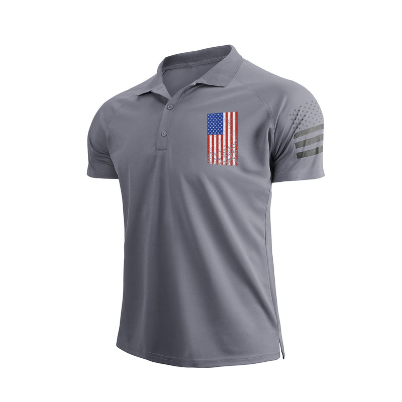 USA FLAG RAGLAN GRAPHIC POLO SHIRT