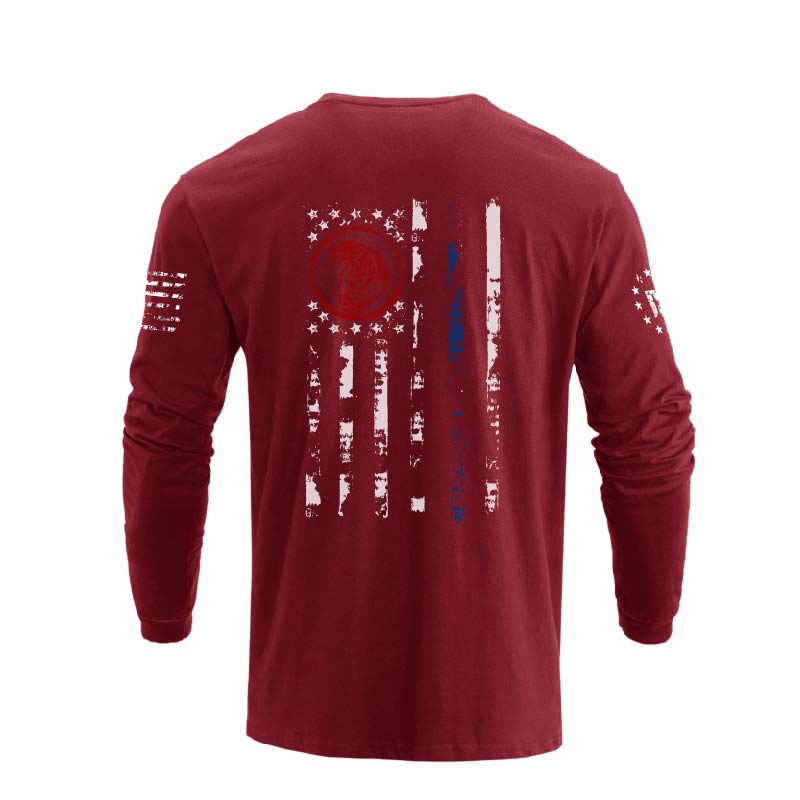 USA FLAG SNAKE GRAPHIC LONG SLEEVE T-SHIRT