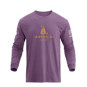 T-Shirt mit Aufschrift „Don't tread on me“ und langen Ärmeln