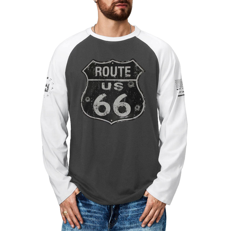 ROUTE 66 RAGLAN GRAPHIC LONG SLEEVE T-SHIRT