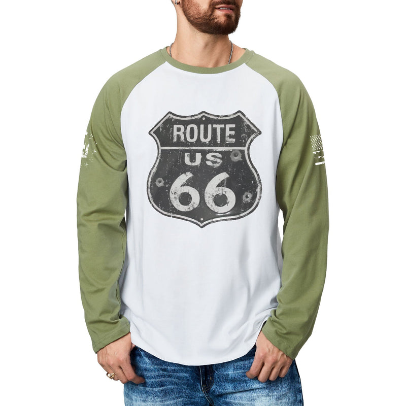 ROUTE 66 RAGLAN GRAPHIC LONG SLEEVE T-SHIRT