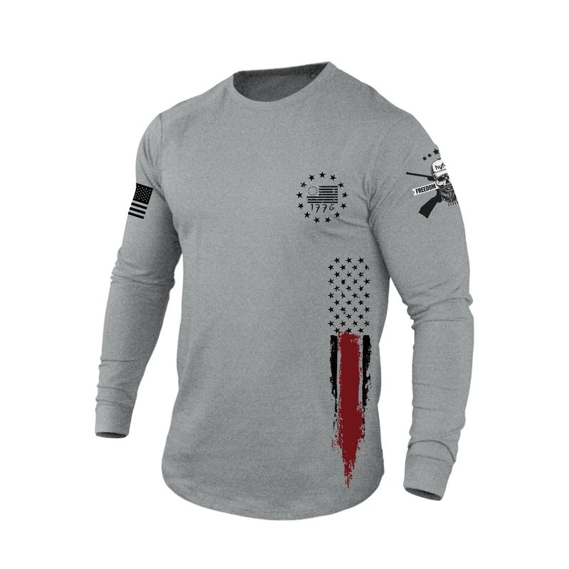 1776 USA FLAG 100% COTTON  BREEZY GRAPHIC LONG SLEEVE T-SHIRT